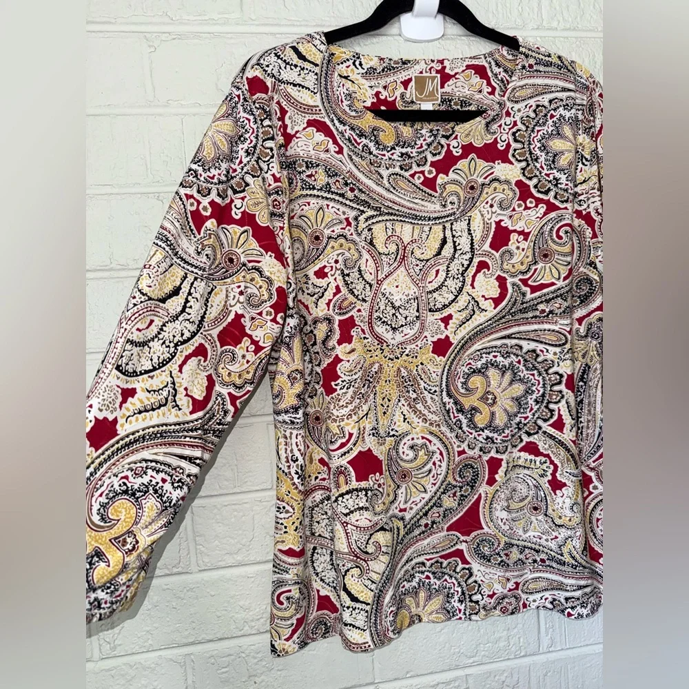 JM Collection women’s Sz L Blouse Shirt Top Mature ✨ - Picture 2 of 9
